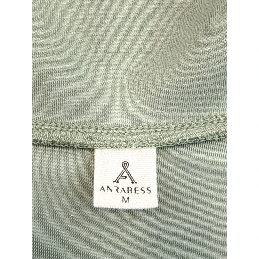 ANRABESS Half Zip Sweatshirt M Mint Green Long Sleeve Relaxed Fit Fleece